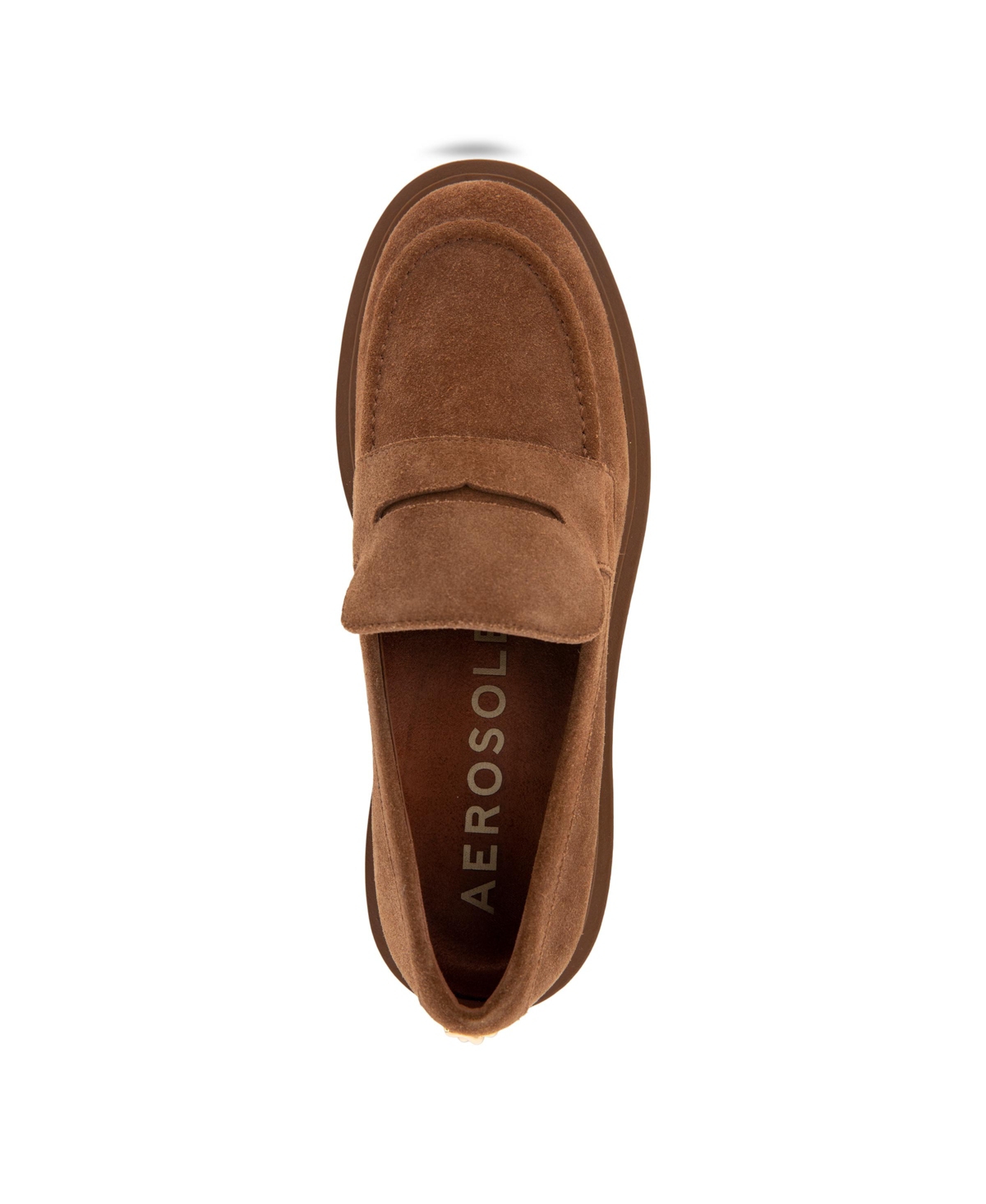 Shop Aerosoles Women's Gelso Block Heel Loafers In Brown Tobacco Suede