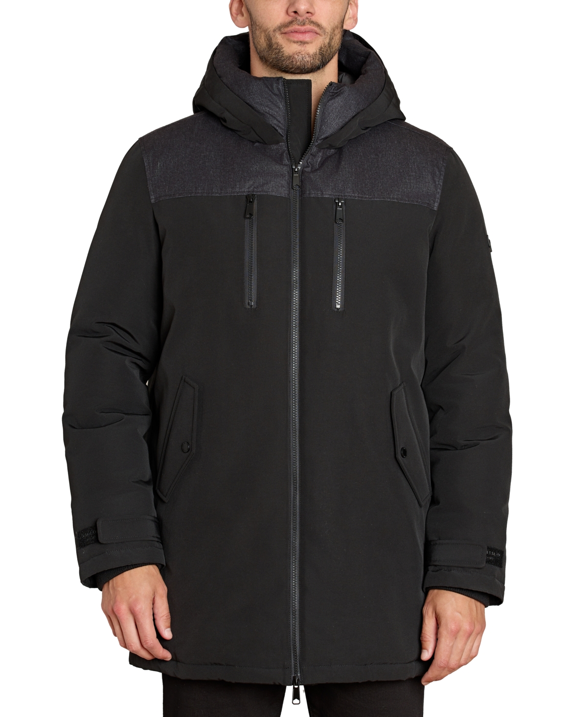 Shop Sam Edelman Men's Expedition Full-zip Hooded Parka In Black