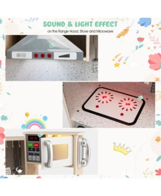 Kids Corner Wooden Kitchen Playset Pretend Cooking Toy w/ Cookware Accessories