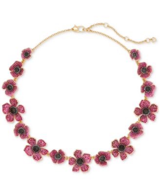 kate spade new york - Gold-Tone Color Cubic Zirconia Poppy Statement Necklace, 16" + 3" extender