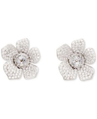 kate spade new york - Silver-Tone Cubic Zirconia Poppy Statement Stud Earrings