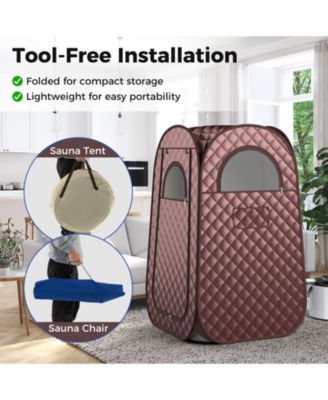 Full-Body Personal Sauna Tent with 1000W 3L Steam Generator-Coffee