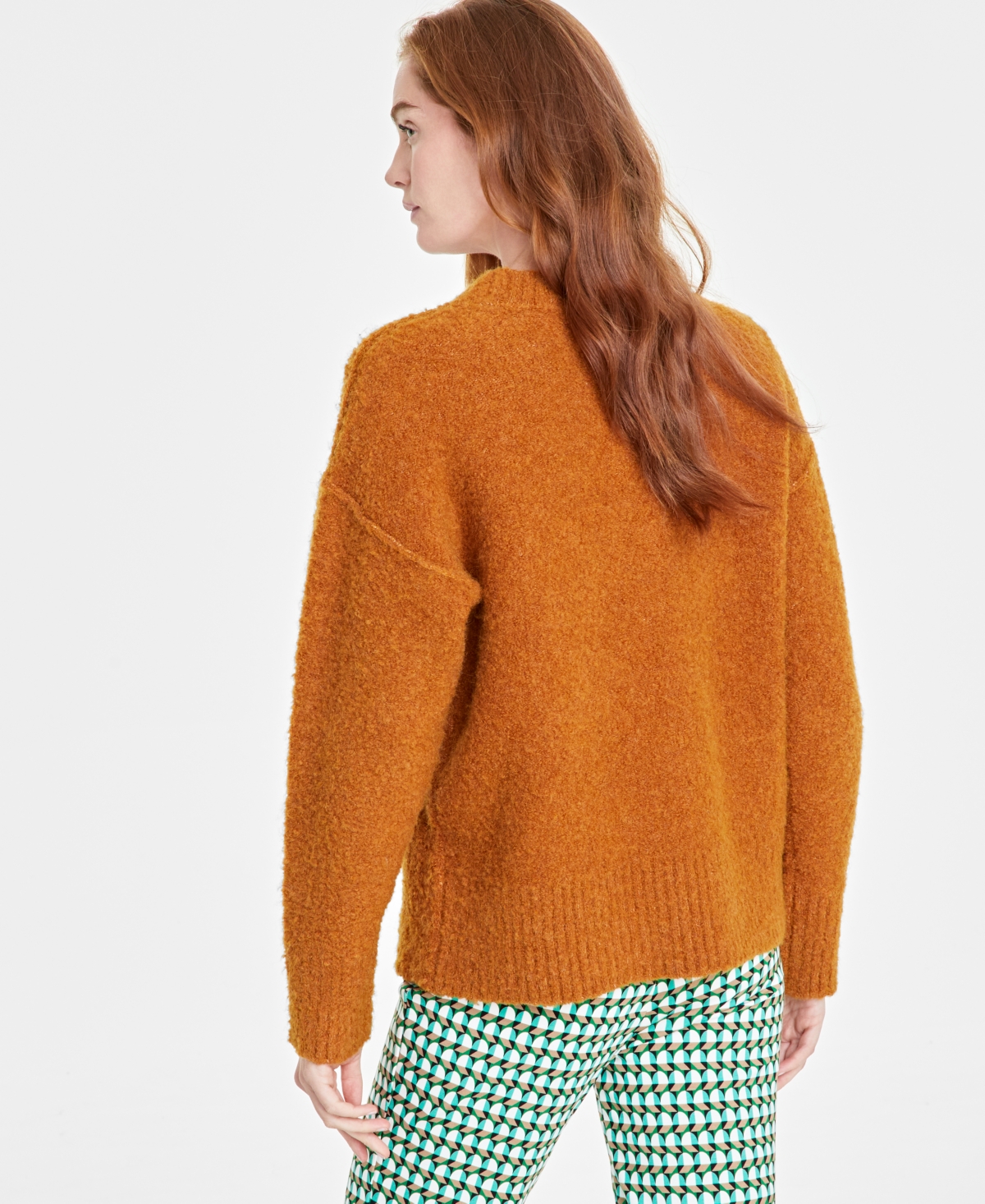 Shop On 34th Women's Boucle Crewneck Pullover Sweater, Created For Macy's In Pecan Roast