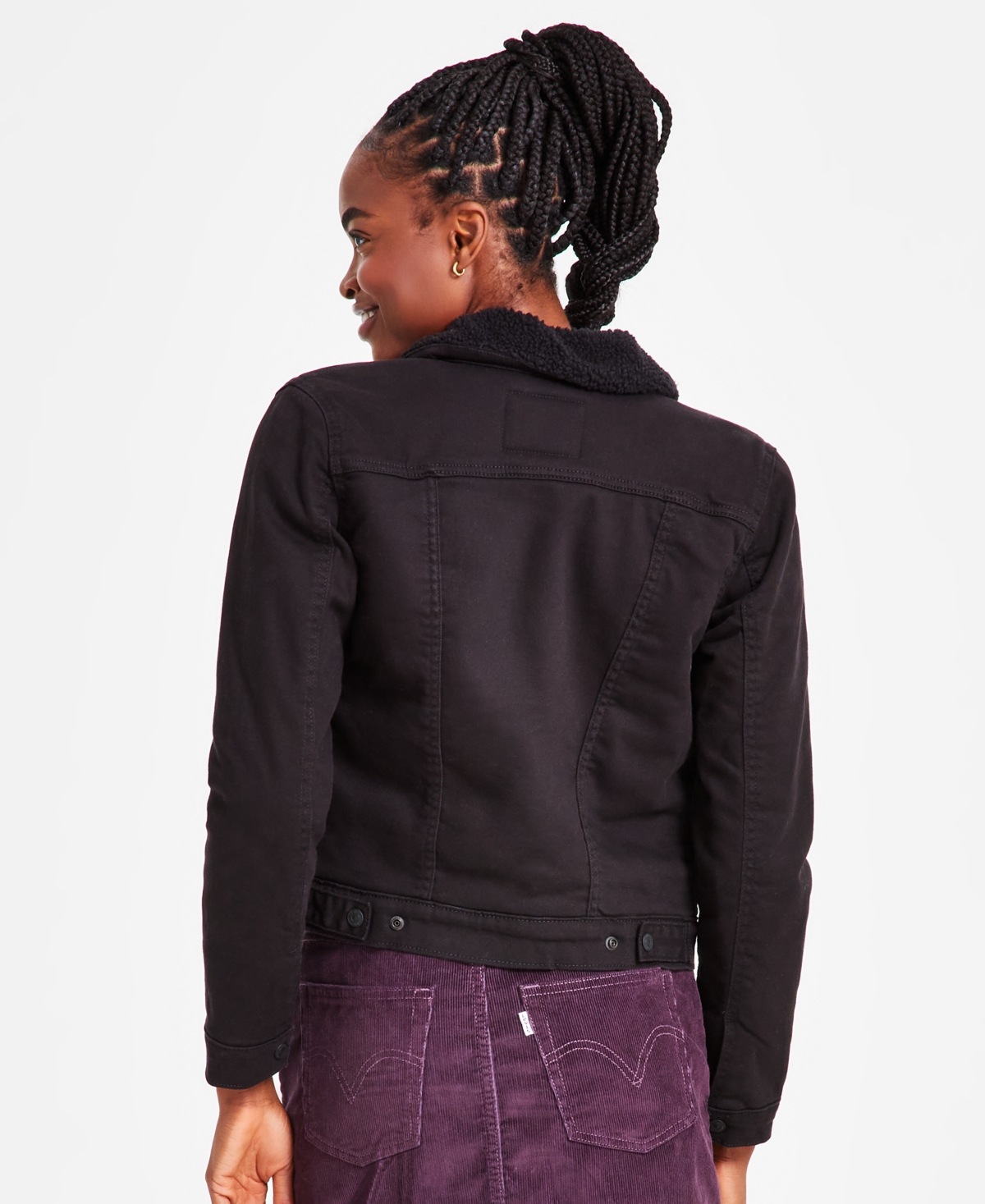 Levi's Women's Original Denim Trucker with Sherpa Lining - Black And Black