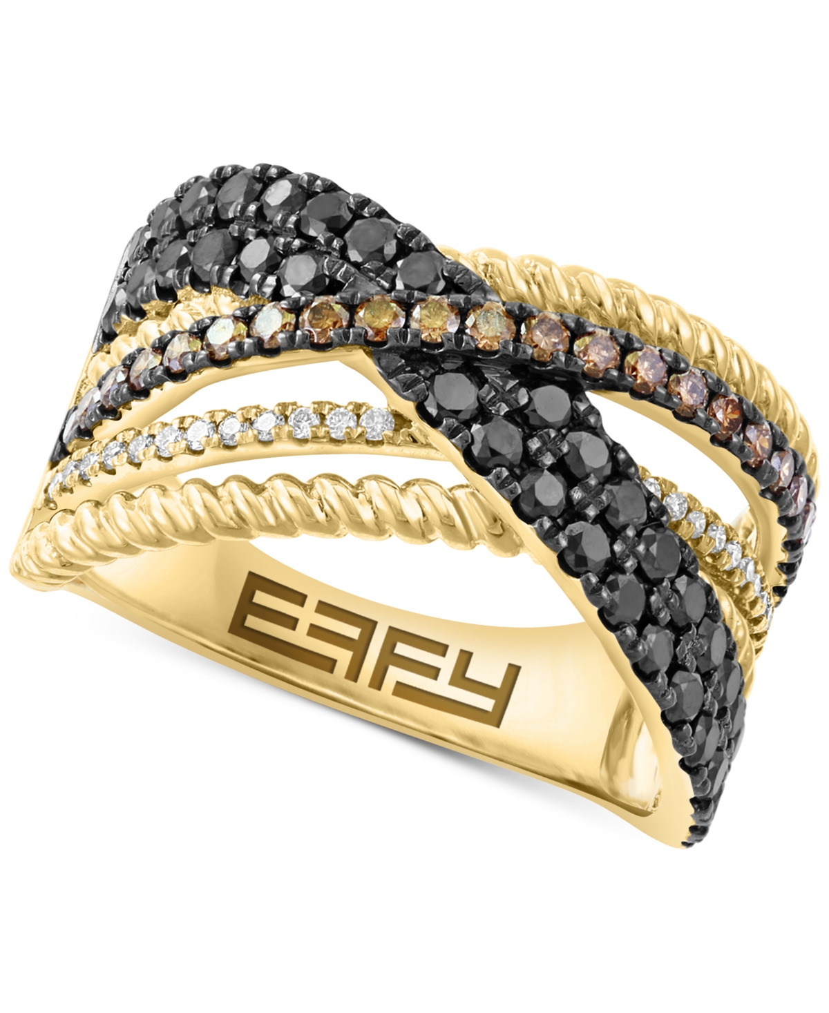 Effy Collection Effy Multicolor Diamond Crossover Statement Ring (1 Ct. T.w.) In 14k Gold In Yellow Gold