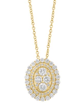 EFFY Collection - Diamond Oval Cluster 18" Pendant Necklace (1 ct. t.w.) in 14k Gold