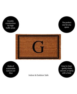 Monogram Indoor Outdoor 100% Natural Coir Doormat 28" x 16" | Letter "G"