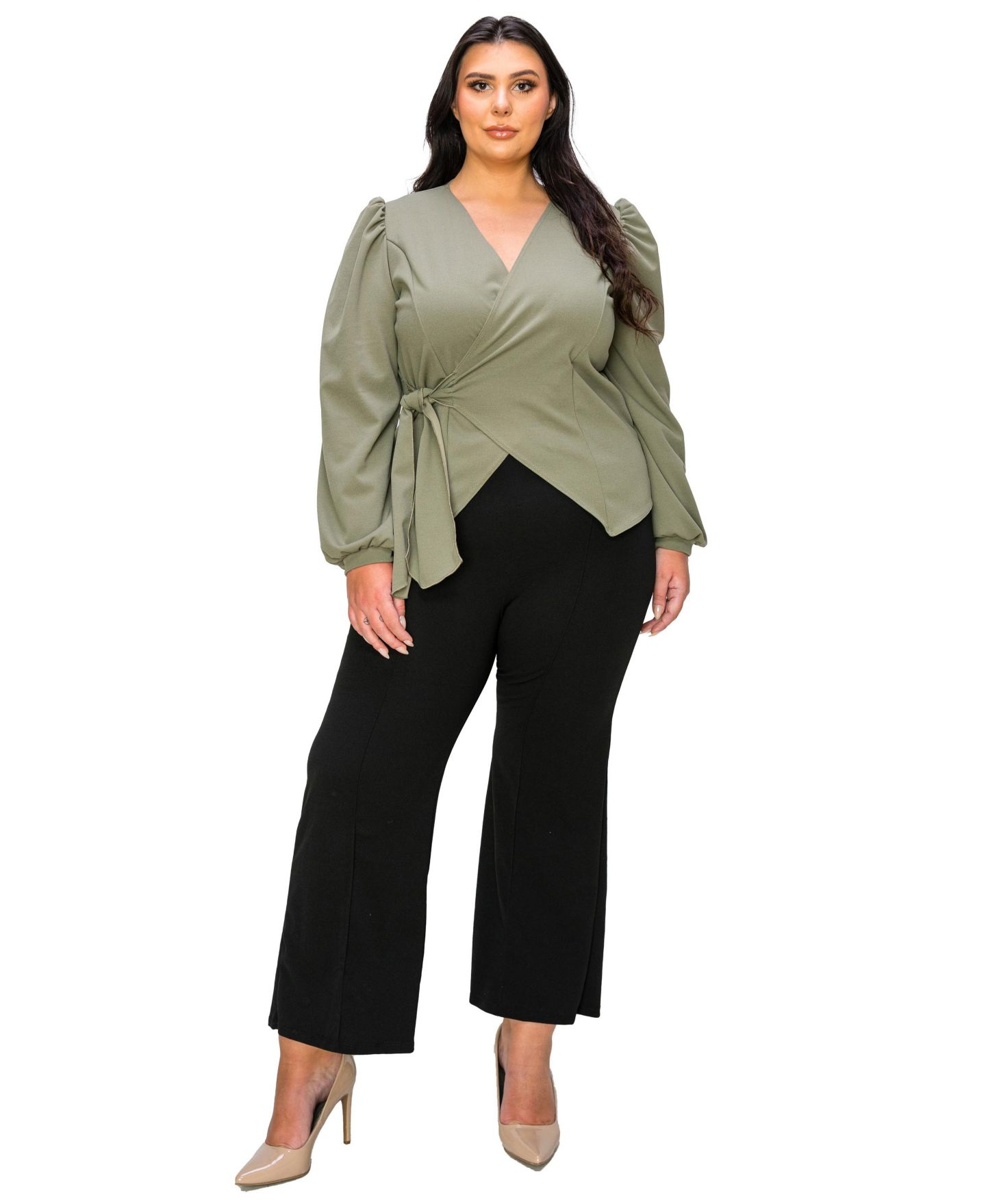 Женский топ L I V D Plus Size Yelena Crepe Wrap, цвет: Чёрный — фото 1