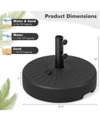 19.5 Inch Fillable Round Umbrella Base Stand for Yard Garden Poolside-Black