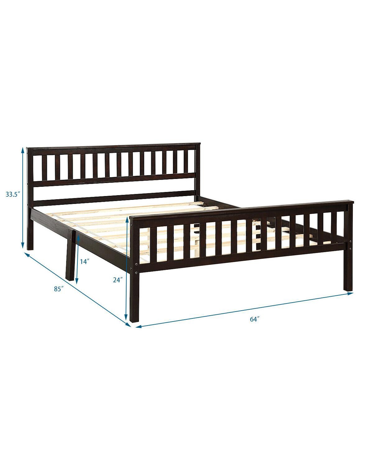 Sugift Wood Bed Frame Support Platform with Headboard and Footboard
