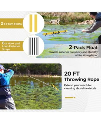 Floating Weed Lake Rake 36” Aquatic Pond Weed Cutter with Foam Floats
