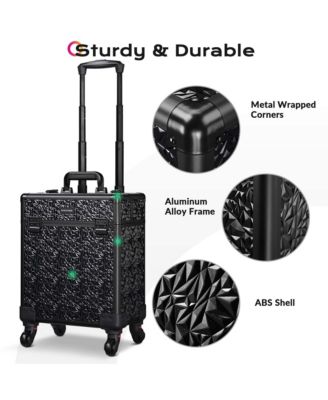 Rolling Makeup Train Case Cosmetic Trolley Organizer Mermaid Black