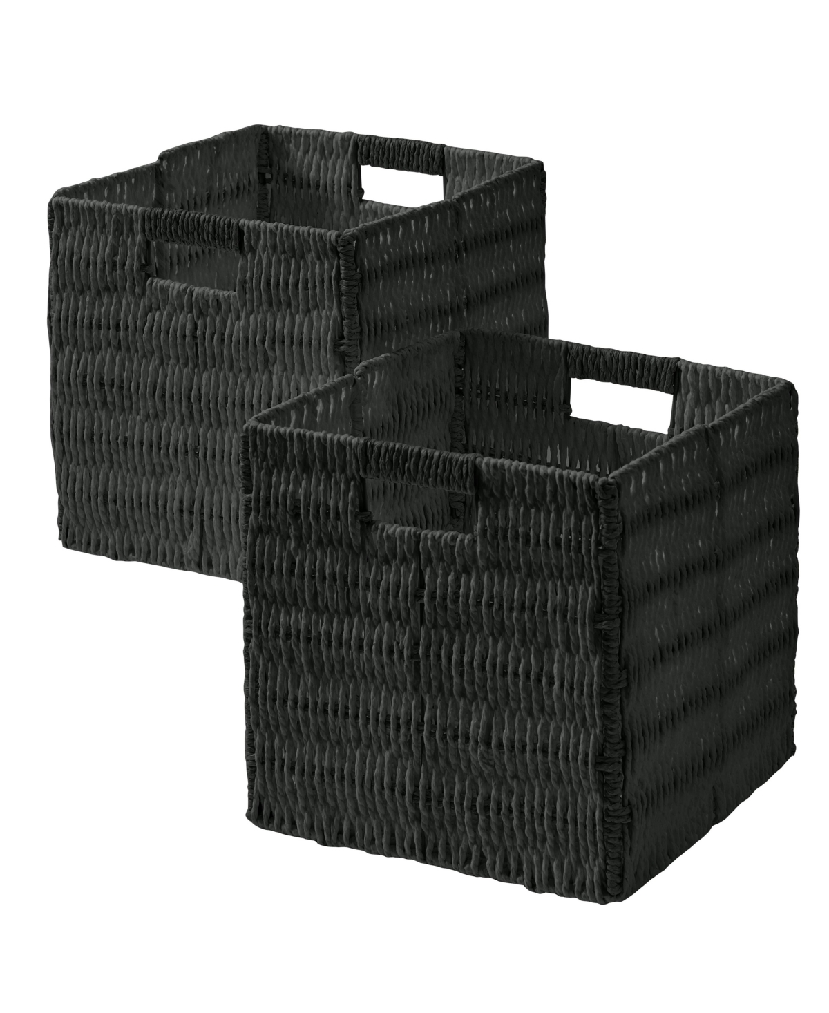 Ornavo Home Collapsible Paper Wicker Inch Square Storage Cube Bin Basket - 2 Pack