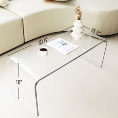 39.25" Long Acrylic Waterfall Table for Living Room,