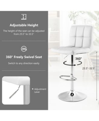 Armless PU Leather Bar Stool with Adjustable Height and Swivel Seat