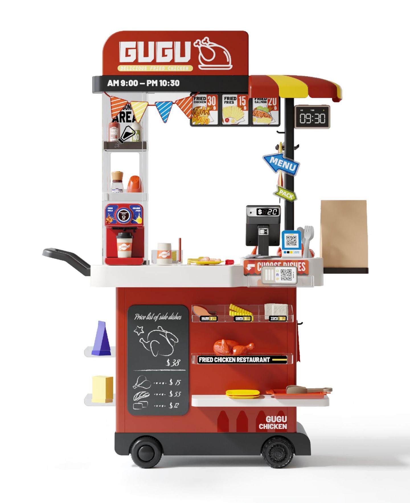 Детские игрушки SUGIFT 82-Piece Kids Play Kitchen Set Fried Chicken Shop with Steam, Water Circulation Sink, and Color-Changing Food for Ages 3+ — фото 10