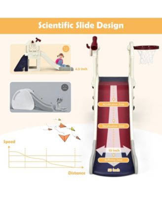 6-in-1 Toddler Climber Slide Playset with Basketball Hoop