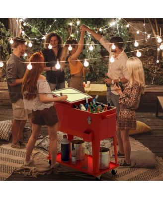 80 Quart Outdoor Patio Rolling Steel Construction Cooler