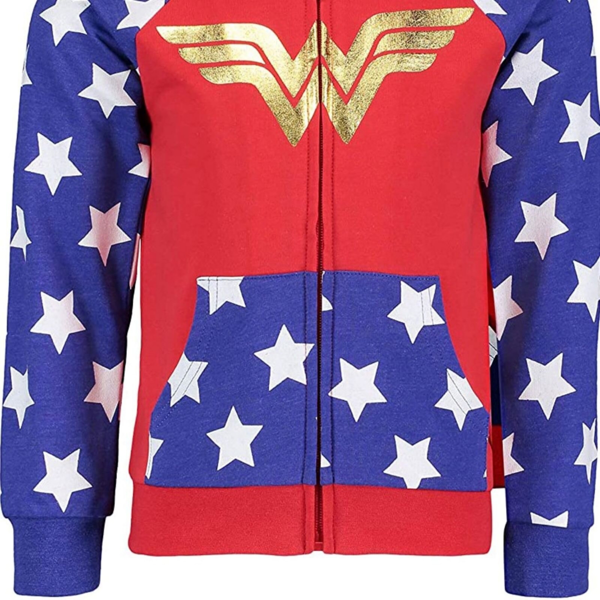 Dc Comics Toddler Girls Justice League Wonder Woman French Terry Zip Up Costume Hoodie