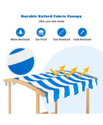 Kids Large Wooden Sandbox w/ 2 Bench Seats Outdoor Play Spot for Children