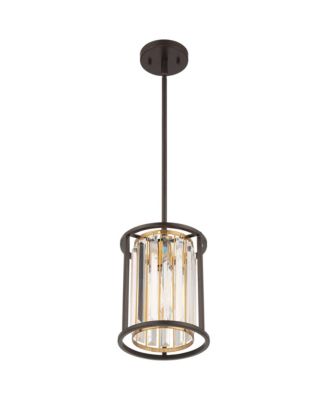 Milne Bronze Brown Gold Mini Pendant Lighting 8" Wide Modern Clear Crystal Rods Fixture for Dining Room House Bedroom Kitchen Island Hallway High Ceilings