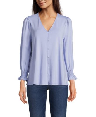 Women's 3/4 Sleeve Lightweight Jersey Button Front Top