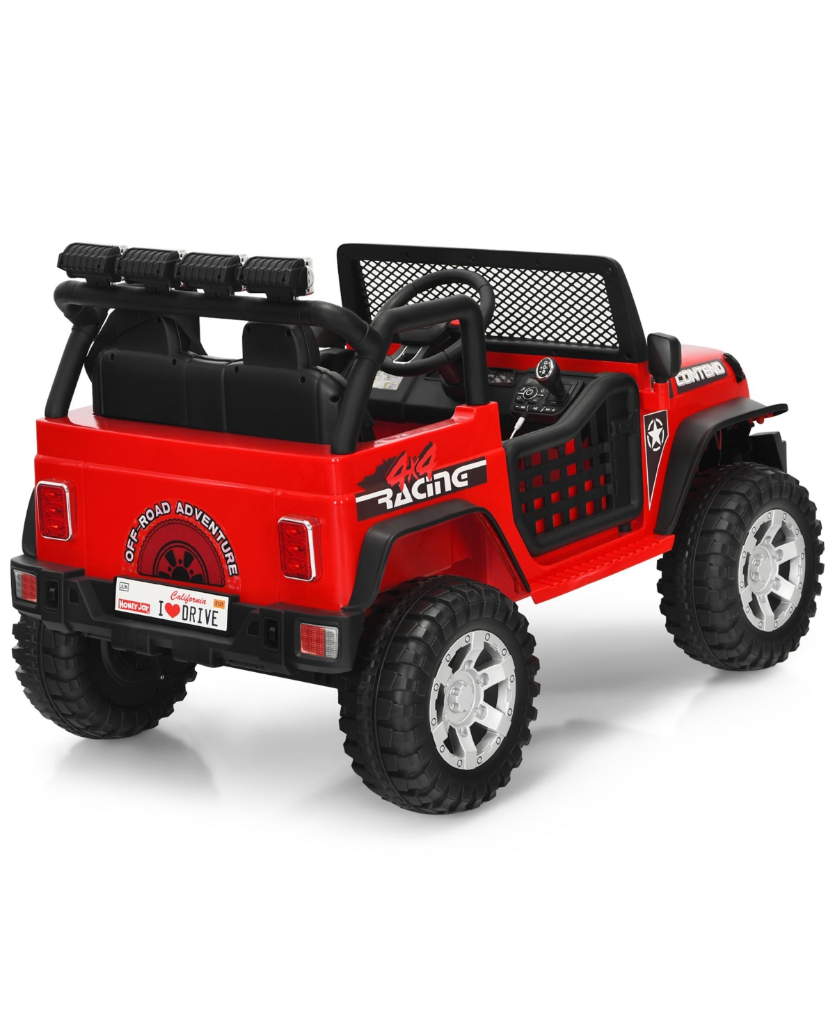 Gymax 12V Electric Kids Ride On Car Truck w/ MP3 Horn Remote Control Black - Red+black