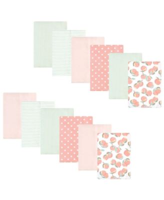 Girls Absorbent Cotton-Poly Flannel Burp Cloths 12-Count