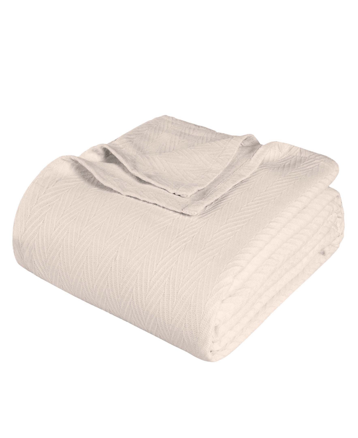 Superior Chevron All-season Cotton Blanket, King In Ivory