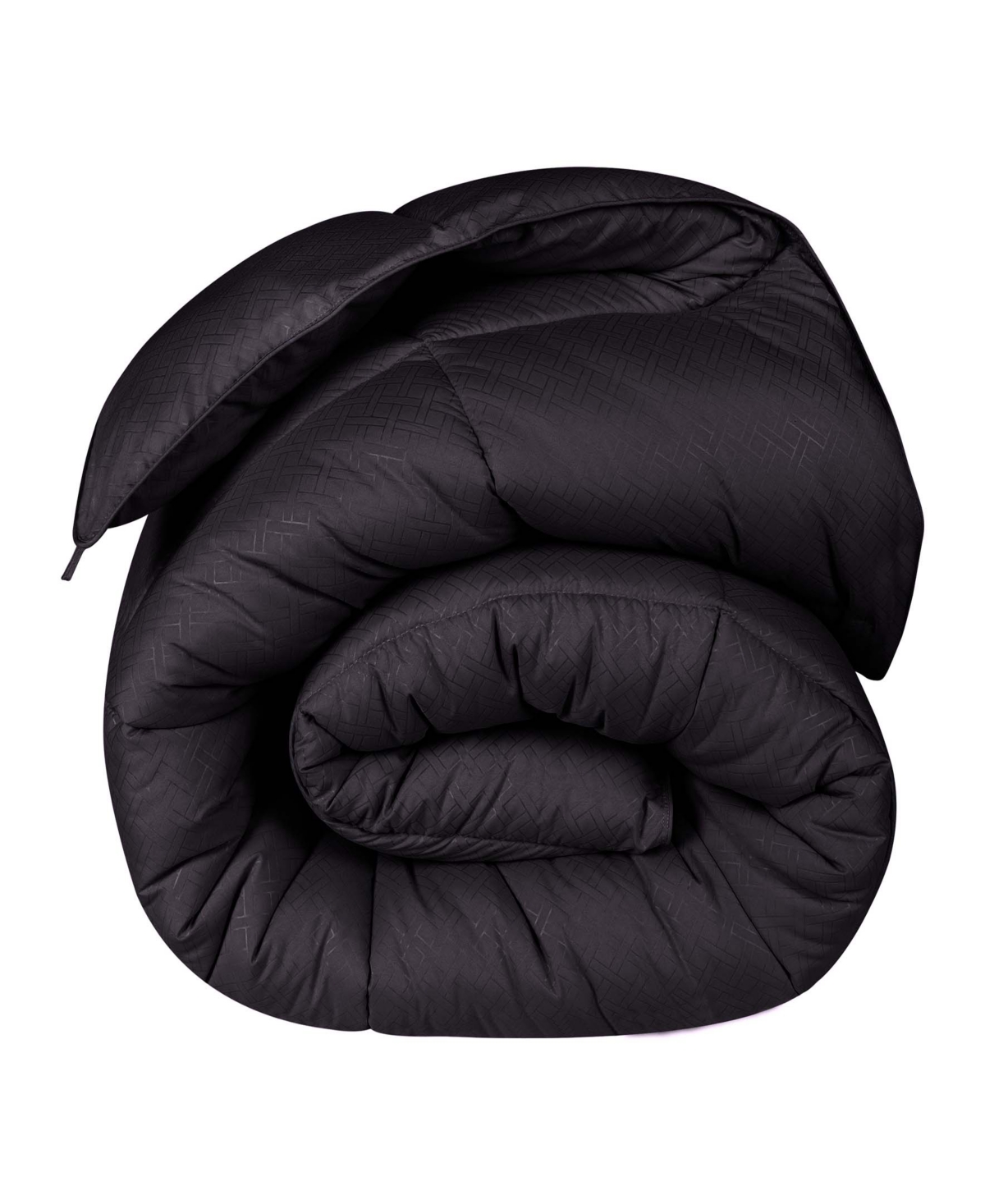 Superior Monochrome Basketweave Plush Microfiber Down Alternative Comforter, Twin Xl In Black