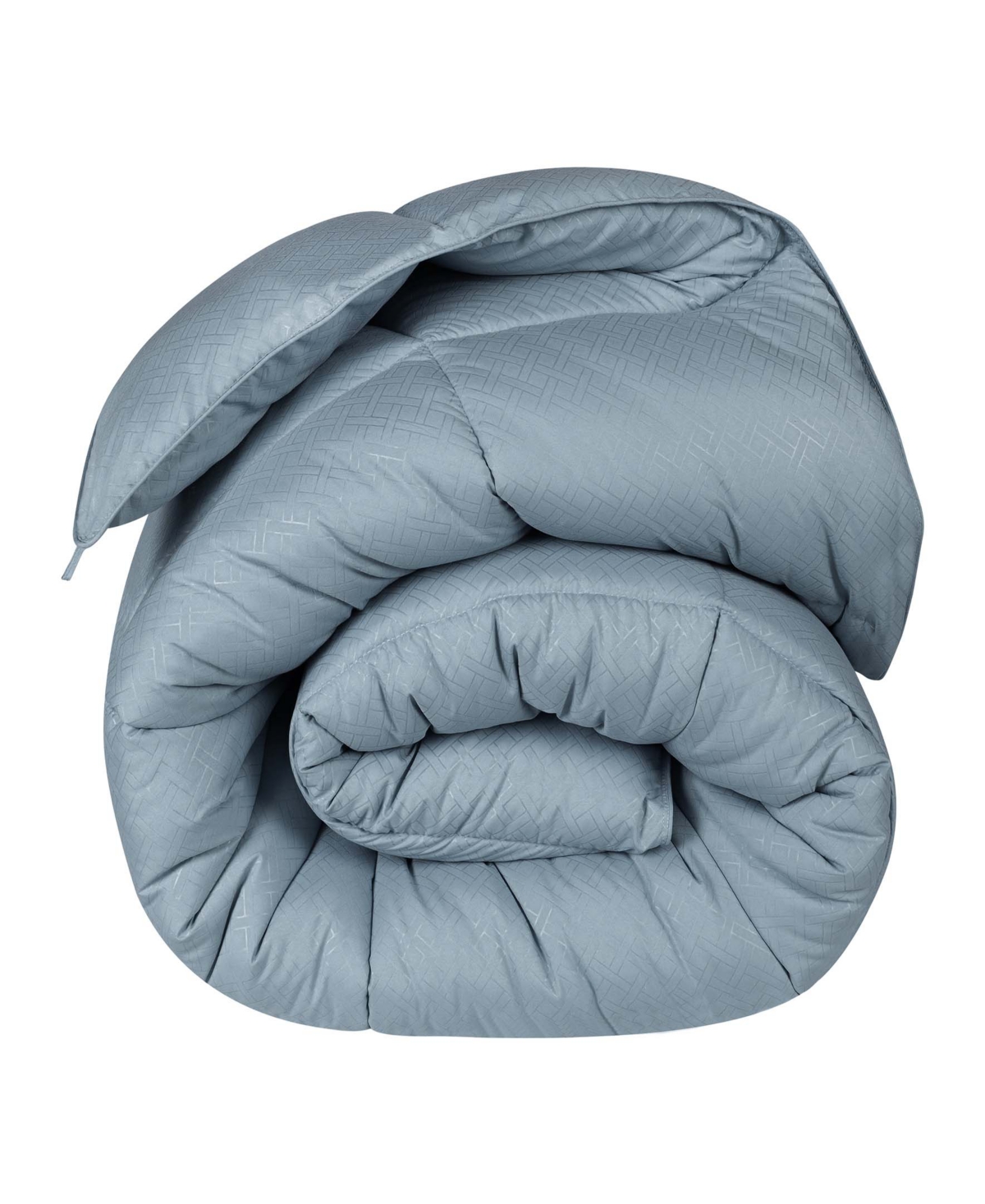 Superior Monochrome Basketweave Plush Microfiber Down Alternative Comforter, Full/queen In Smoke Blue