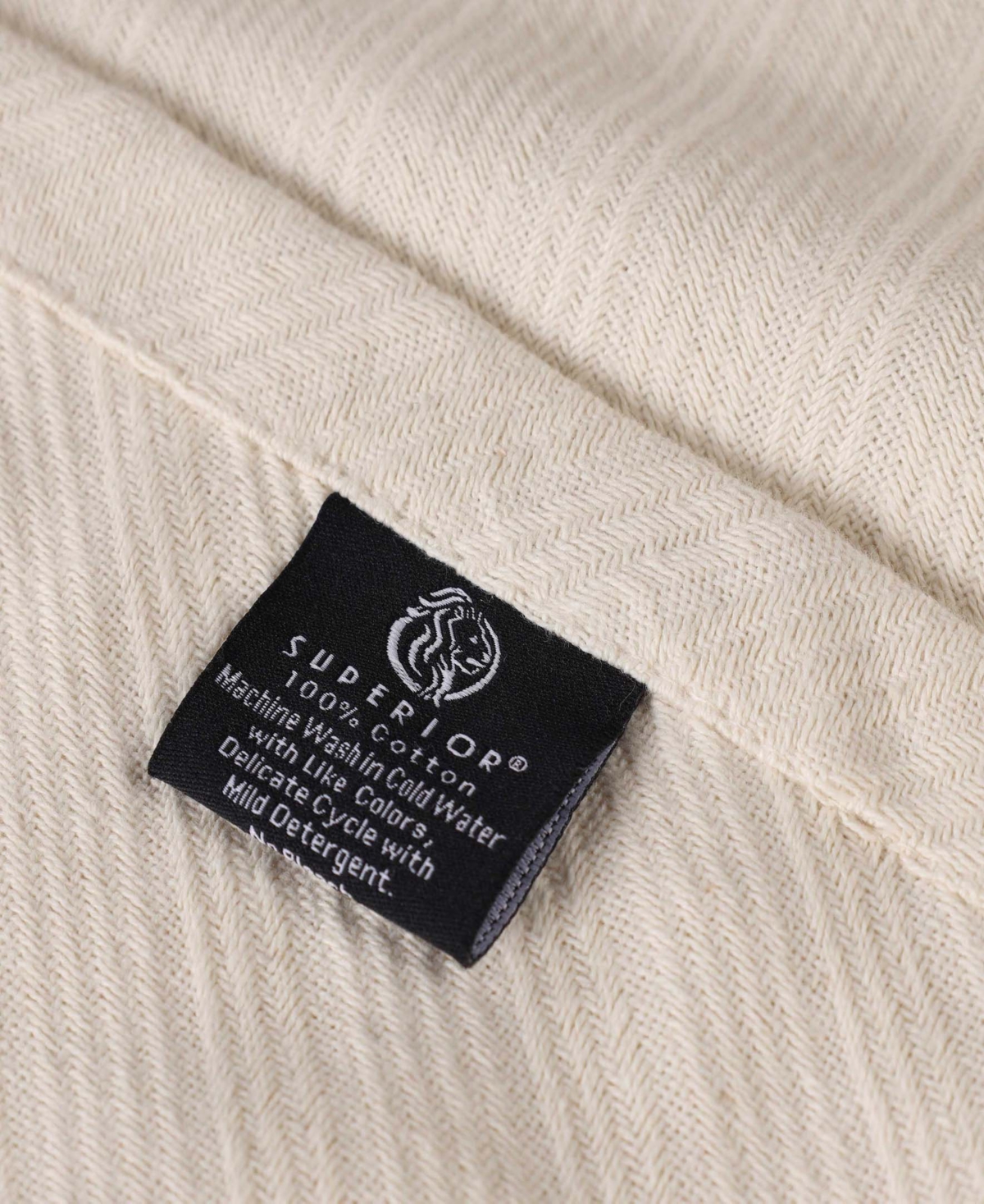 Superior Milan Cotton Jacquard Dobby Weave Textured Striped Lightweight Woven Blanket, Twin In Ivory