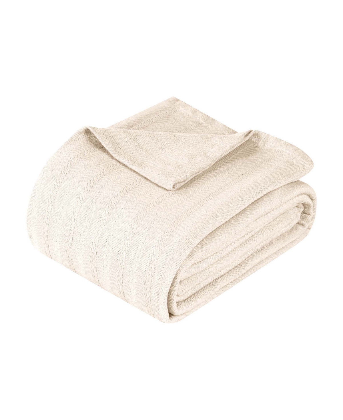 Superior Clara Cotton Textured Striped Lightweight Woven Blanket, Twin In Ivory