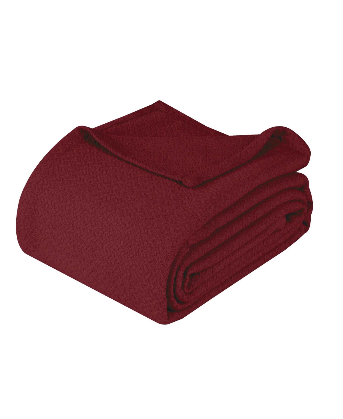 Superior Nobel Cotton Jacquard Dobby Weave Textured Chevron Lightweight Woven Blanket, California King In Burgundy