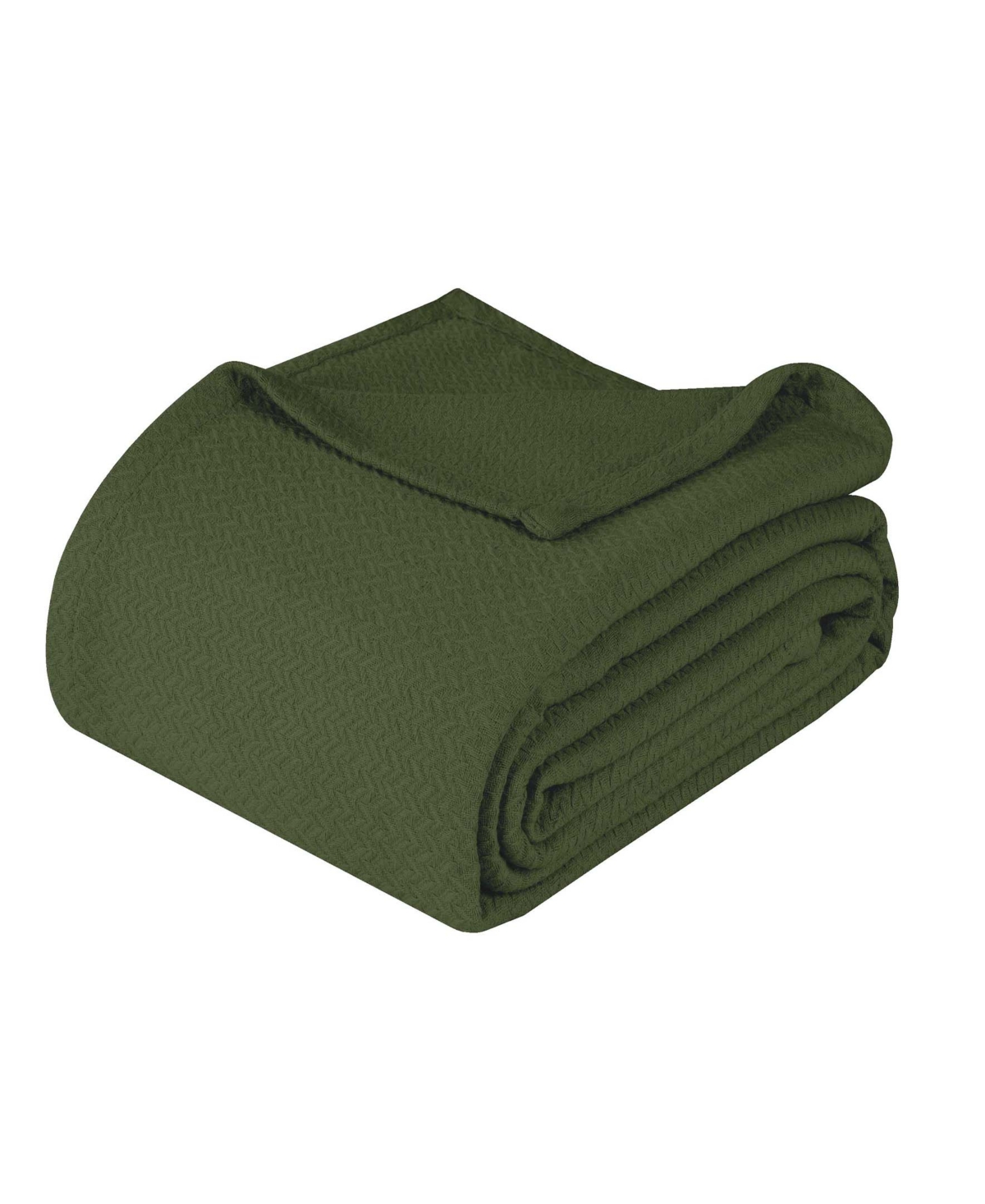 Superior Nobel Cotton Jacquard Dobby Weave Textured Chevron Lightweight Woven Blanket, Full/queen In Forest Green