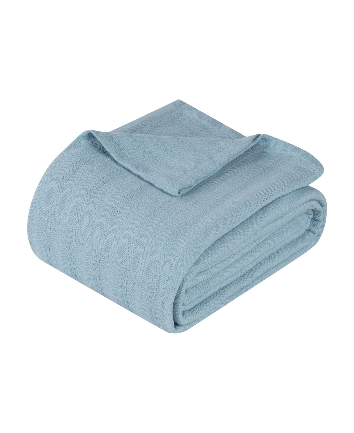 Superior Clara Cotton Textured Striped Lightweight Woven Blanket, Twin In Light Blue