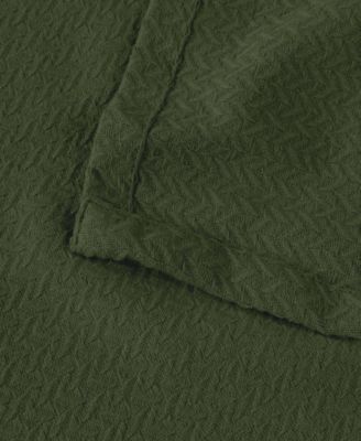 Nobel Cotton Jacquard Dobby Weave Textured Chevron Lightweight Woven Blanket, Full/Queen