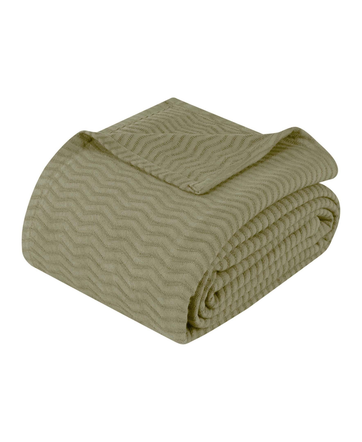 Superior Jena Cotton Textured Chevron Lightweight Woven Blanket, Twin In Sage