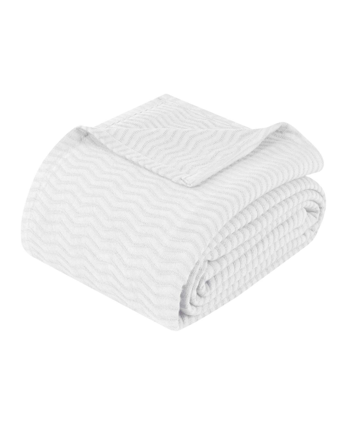 Superior Jena Cotton Textured Chevron Lightweight Woven Blanket, Twin In White