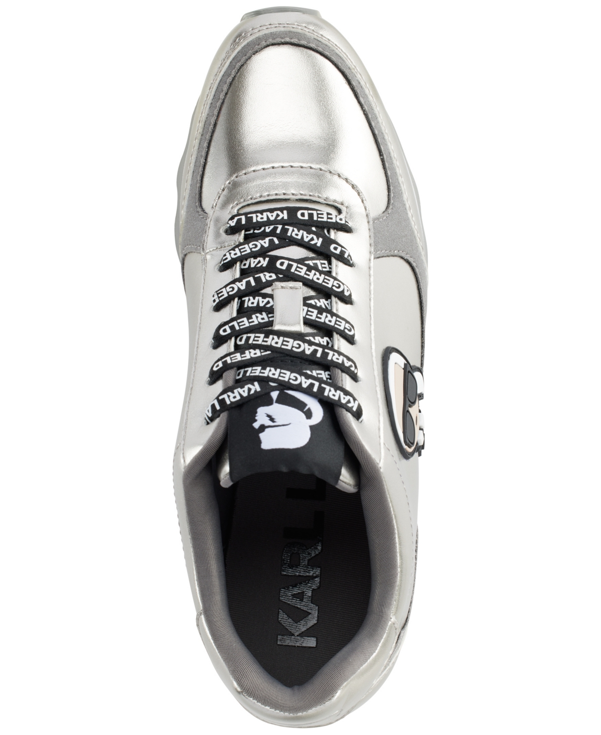 Karl Lagerfeld Paris Meade Metallic Sneaker In Pewter