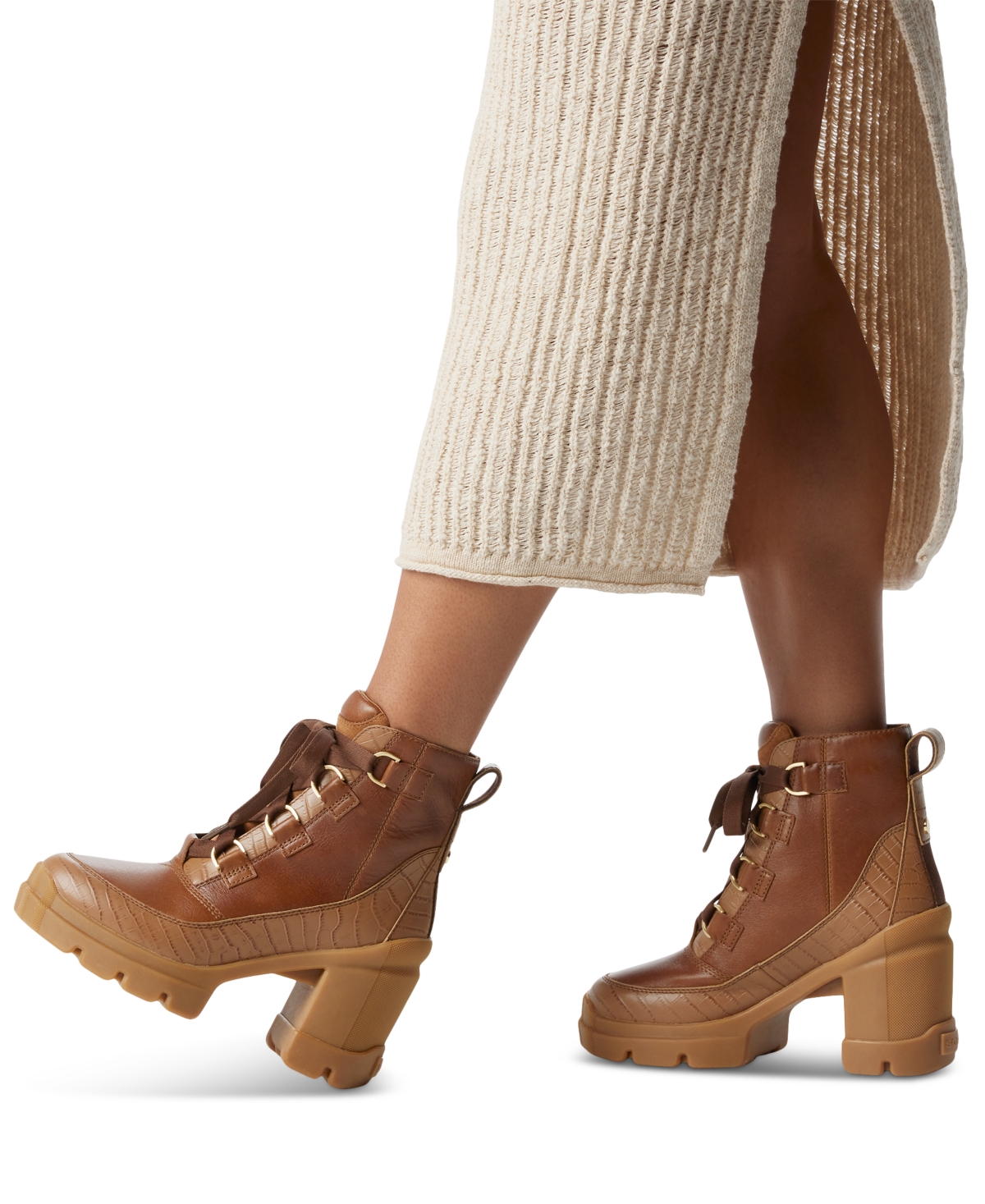 Sorel Women's Caribou X Heel Lace-Up Booties - Tobacco