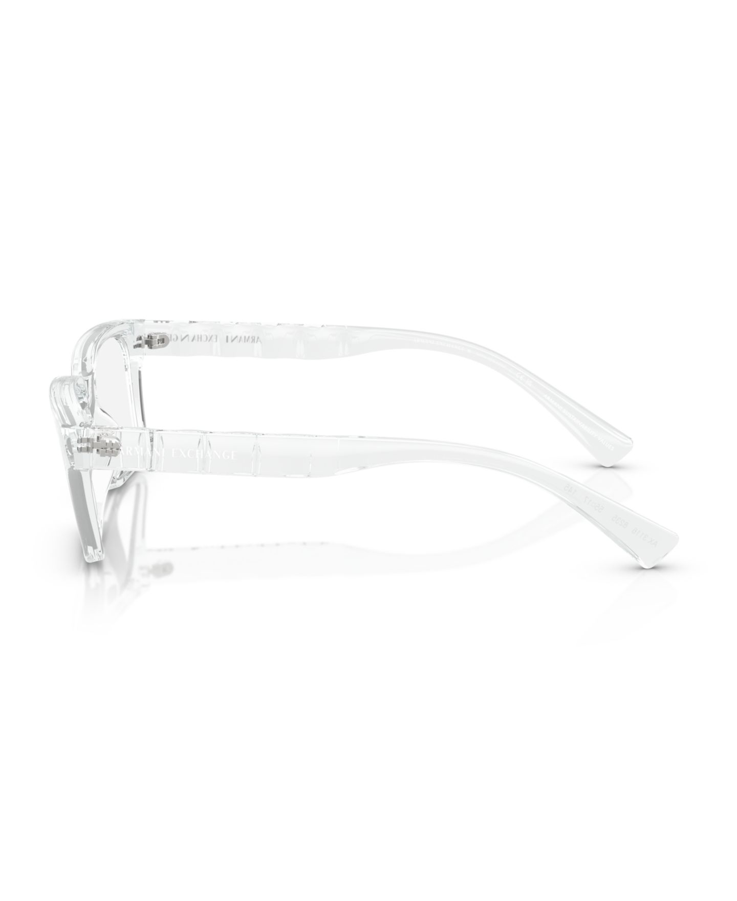 Мужские очки Armani Exchange Man Rectangle Plastic AX3116 Eyeglasses, цвет: Блестящий прозрачный — фото 3