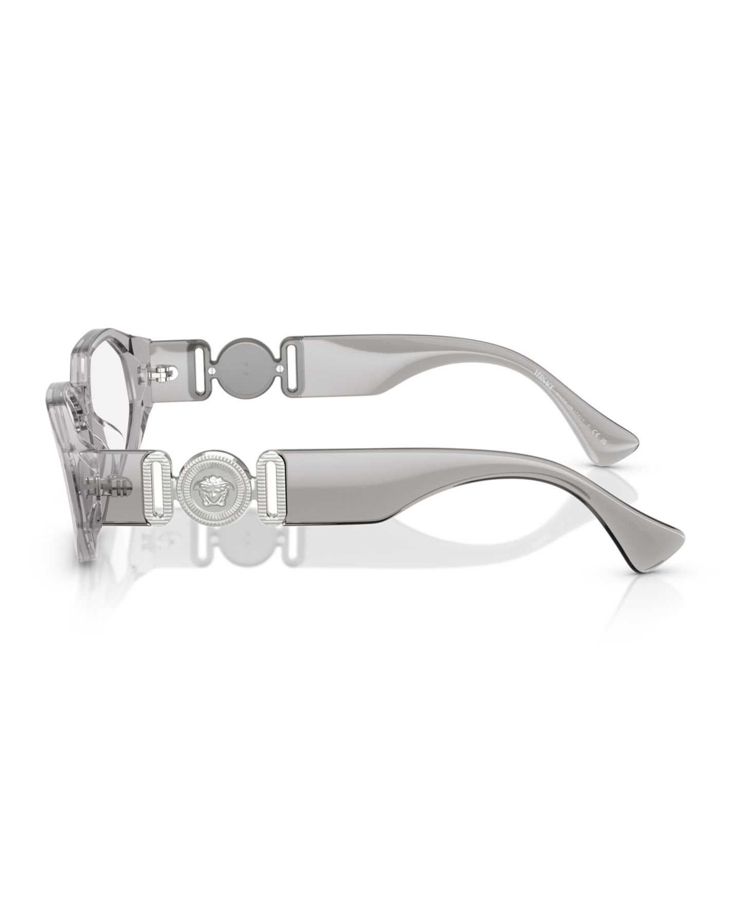 Мужские очки Versace Man Irregular Plastic VE3320U Biggie Eyeglasses, цвет: Серый прозрачный — фото 3