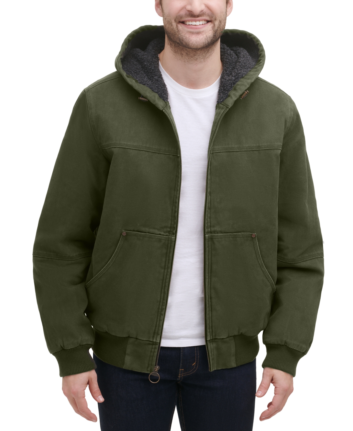 Bass Outdoor Men's Hooded Zip-Front Fleece-Lined Bomber Jacket