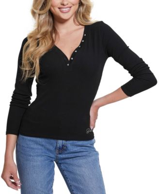 Women's Kyla Ribbed Henley Long-Sleeve Top