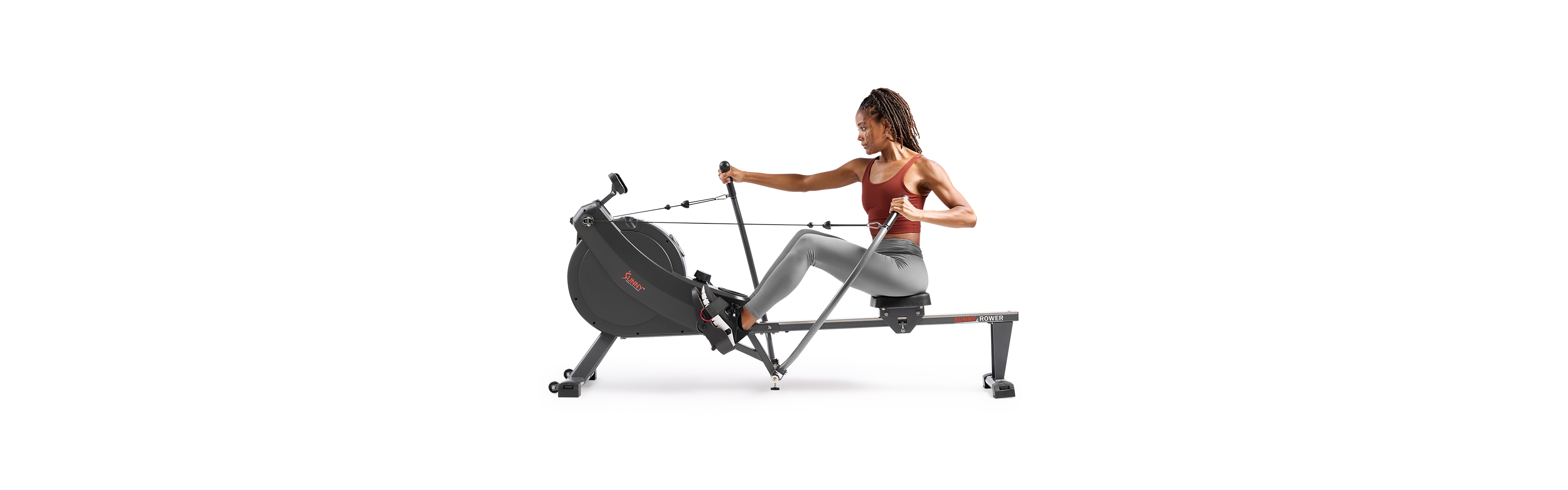 Sunny Health & Fitness MotionMax Smart Magnetic Rowing Machine – Full Motion Handlebars Low-Impact Full-Body Workouts, w Extended 51” Ra