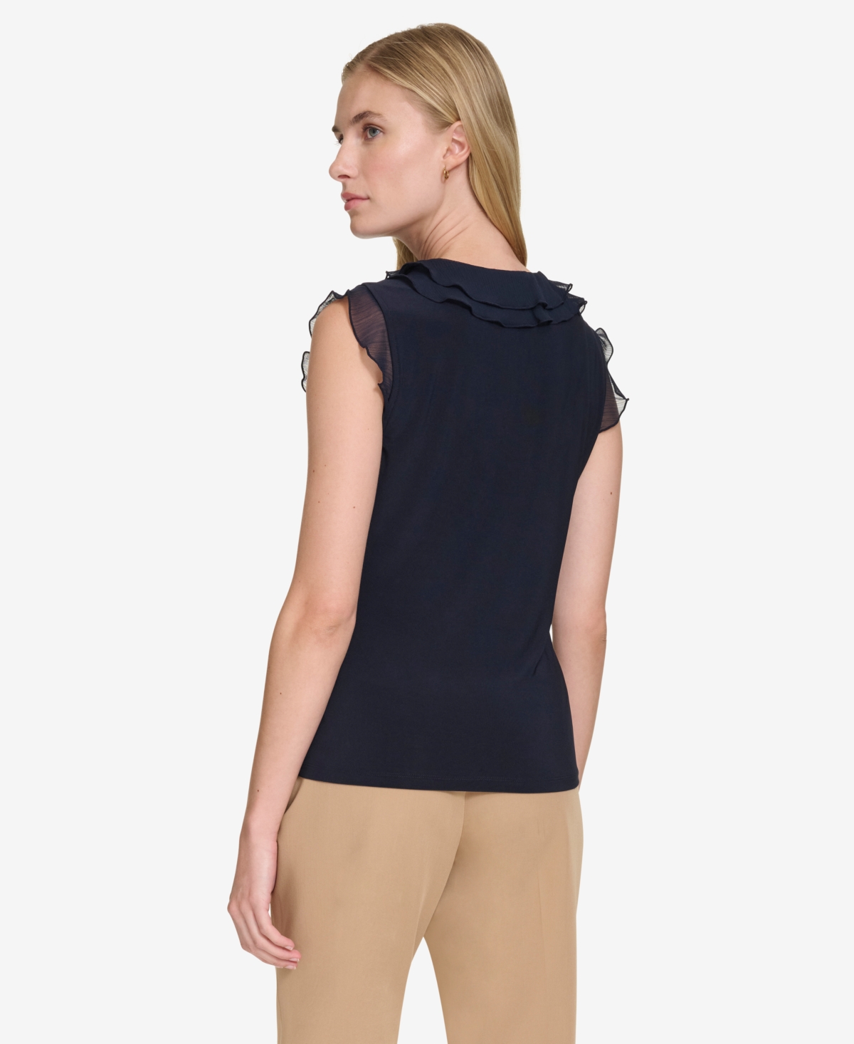 Tommy Hilfiger Women's Ruffled Mixed-Media Top