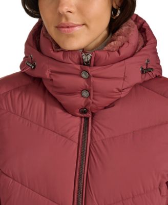 Women's Hooded Faux-Fur-Lined Midi Puffer Coat