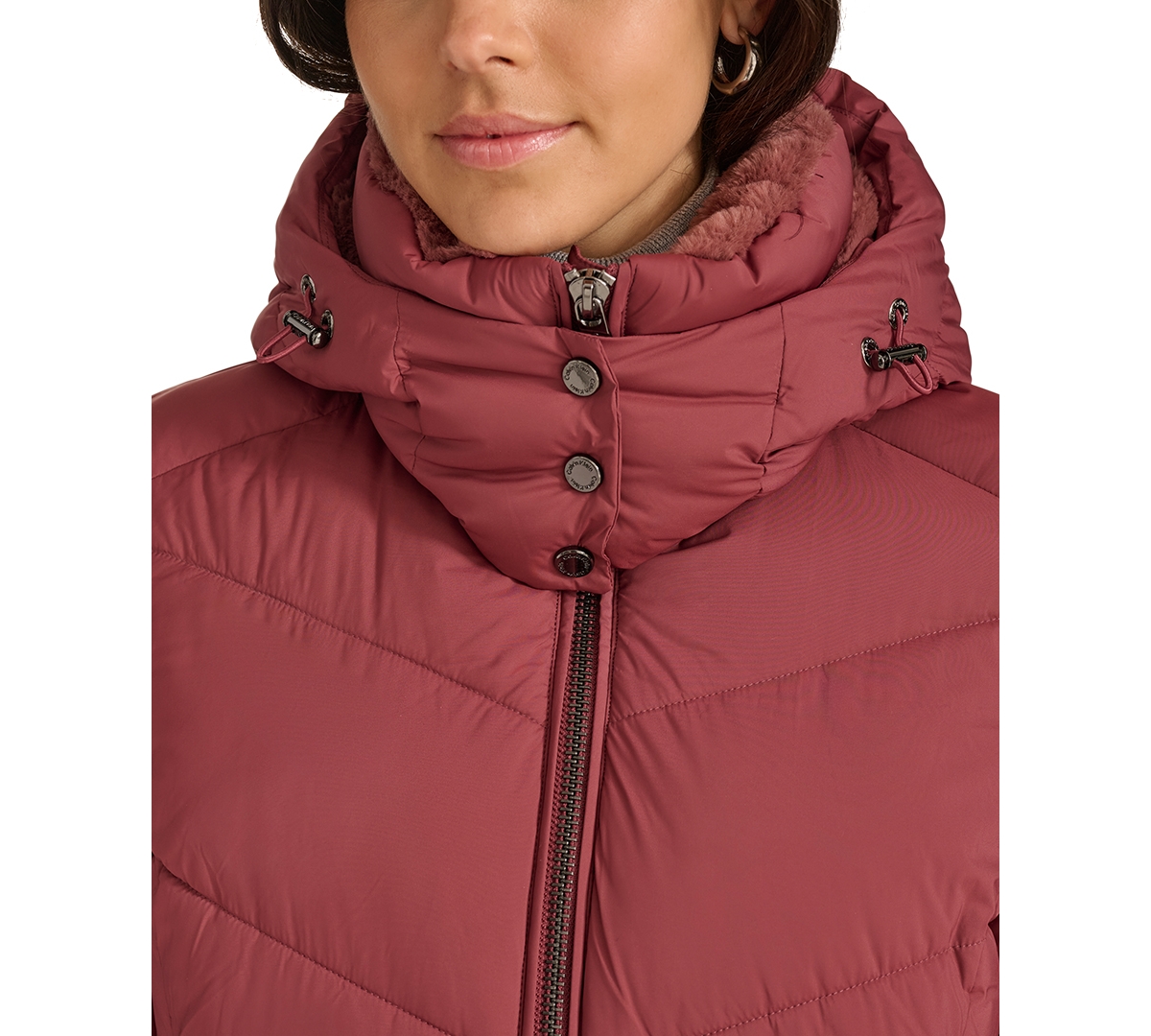 Calvin Klein Women's Hooded Faux-fur-lined Midi Puffer Coat In Sonoma