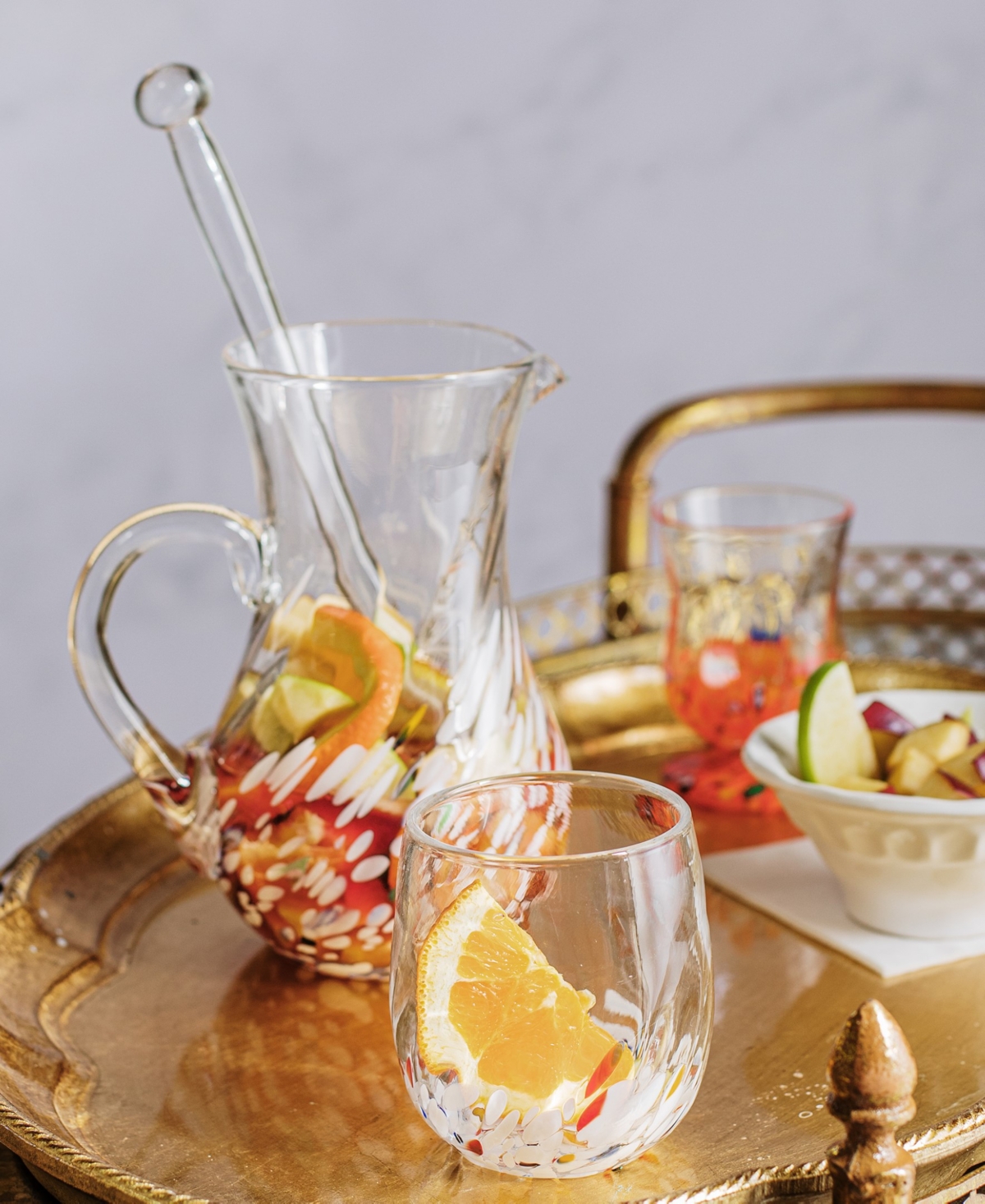 Vietri Chiara Pitcher And Stirrer Set In White